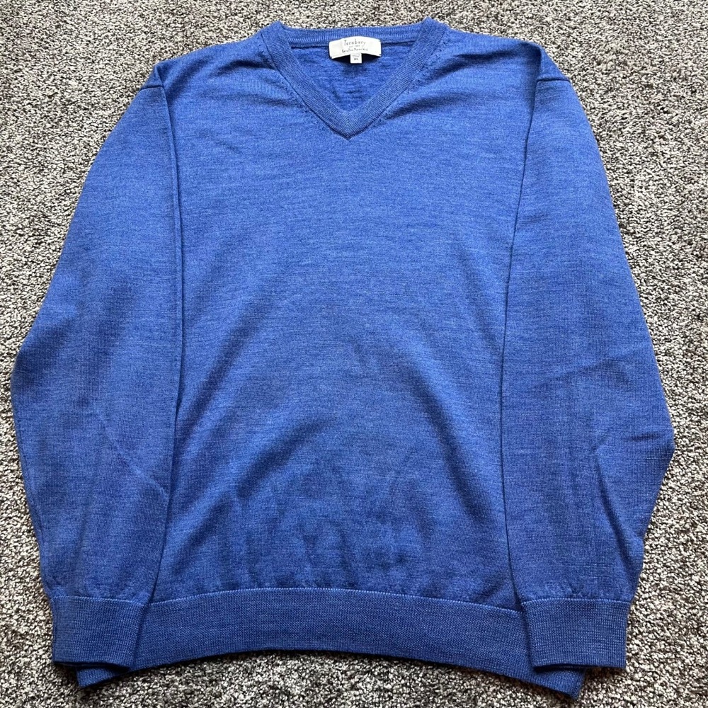 Turnbury Sweater Mens XL Merino Wool vneack Pullover Lightweight office Preppy